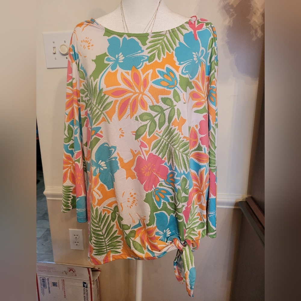 Ruby Rd. Colorful Floral Tunic Top - Picture 3 of 3